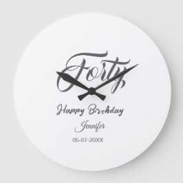 40th forty letterbirthday add name date year gray grote klok