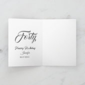 40th forty letterbirthday add name date year gray kaart (Binnen)