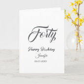 40th forty letterbirthday add name date year gray kaart (Gele Bloem)