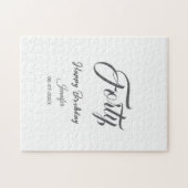 40th forty letterbirthday add name date year gray  legpuzzel (Horizontaal)