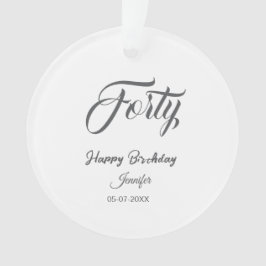40th forty letterbirthday add name date year gray ornament
