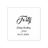 40th forty letterbirthday add name date year gray rubberstempel (Afrduk)