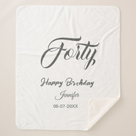40th forty letterbirthday add name date year gray sherpa deken
