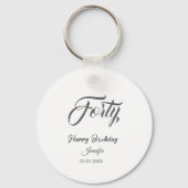 40th forty letterbirthday add name date year gray  sleutelhanger (Achterkant)
