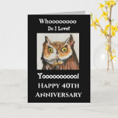 40th Funny Owl Husband Jubileum Waar hou ik van? Kaart (Gele Bloem)