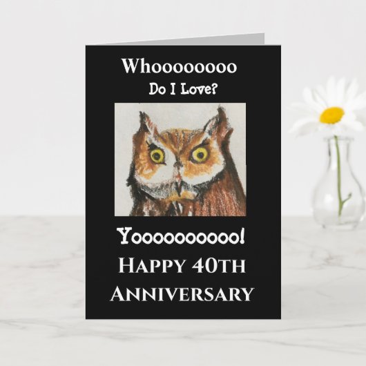 40th Funny Owl Husband Jubileum Waar hou ik van? Kaart (Kleine Plant)