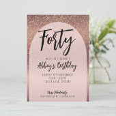 40th Glitter Roos Gold Flecks Arch Verjaardagsuitn Kaart (Staand voorkant)