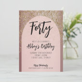 40th Gold Glitter Arch Verjaardag uitnodigen Kaart (Staand voorkant)