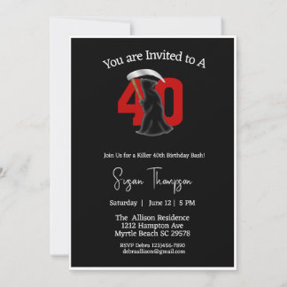 40th Grim Reaper Birthday Invitation Kaart