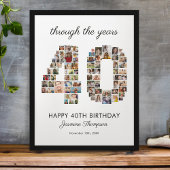 40th Happy Birthday Photo Collage Poster