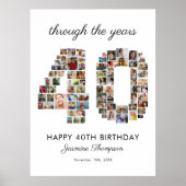 40th Happy Birthday Photo Collage Poster (Voorkant)