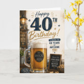 40th Man Beer Verjaardag Kaart (Gele Bloem)