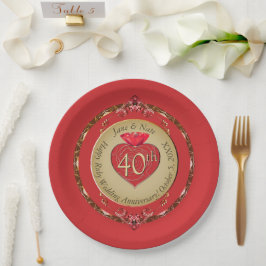 40th of 15th Ruby Wedding Jubileum Papieren Bordje