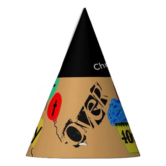 40th Over the Hill Personalized Balloon Party Pett Feesthoedjes (Links)