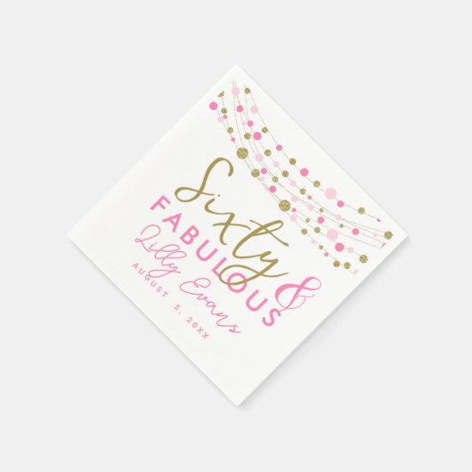 40th partij papier servet decoratie, glitter blauw (Hoek)