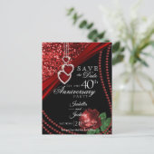 40th Red Glitter & Roos Jubileum - Sla de datum op Aankondigingskaart (Staand voorkant)