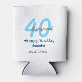 40th & renewed birthday name date blue bold number blikjeskoeler