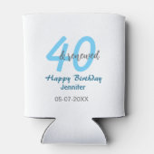 40th & renewed birthday name date blue bold number blikjeskoeler (Achterkant)