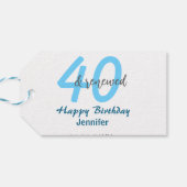 40th & renewed birthday name date blue bold number cadeaulabel (Achterkant Horizontaal)