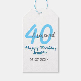 40th & renewed birthday name date blue bold number cadeaulabel