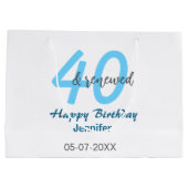 40th & renewed birthday name date blue bold number groot cadeauzakje (Achterkant)