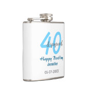 40th & renewed birthday name date blue bold number heupfles (Rechts)