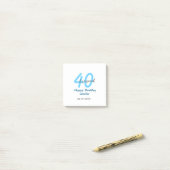 40th & renewed birthday name date blue bold number post-it® notes (Op bureau)