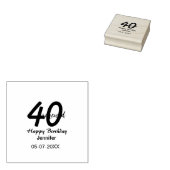 40th & renewed birthday name date blue bold number rubberstempel (Gestempeld)