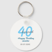 40th & renewed birthday name date blue bold number sleutelhanger (Achterkant)