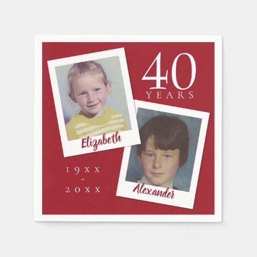 40th Ruby Bruiloft Jubileum Kind Foto's Servet (Voorkant)