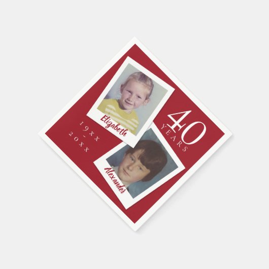 40th Ruby Bruiloft Jubileum Kind Foto's Servet (Hoek)