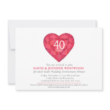 40th Ruby Bruiloft Jubileum waterverf hart