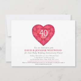 40th Ruby Bruiloft Jubileum waterverf hart Kaart