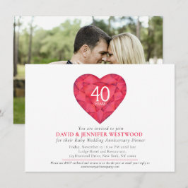 40th Ruby Bruiloft Jubileum waterverf hart Kaart