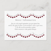 40th Ruby Huwelijksverjaardag feest / gastgegevens Informatiekaartje (Achterkant)