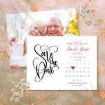 40th Ruby Jubileum Save the Date Calendar Photo Aankondigingskaart<br><div class="desc">Deze  40e verjaardag,  die de datumkaart bewaart,  is voorzien van een kalender en een  ruby liefde hart dat uw speciale datum benadrukt. Het omgekeerde kenmerkt uw speciale foto Ontworpen door Thisnotme©</div>