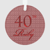 40th Ruby Red Anniversary with Damask and Photo Ornament (achterkant)