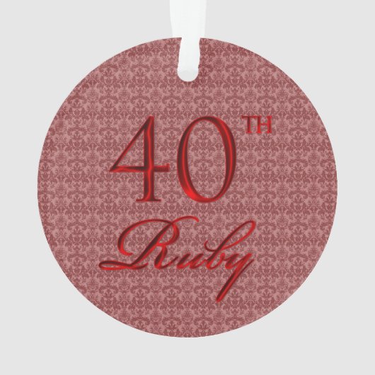 40th Ruby Red Anniversary with Damask and Photo Ornament (achterkant)