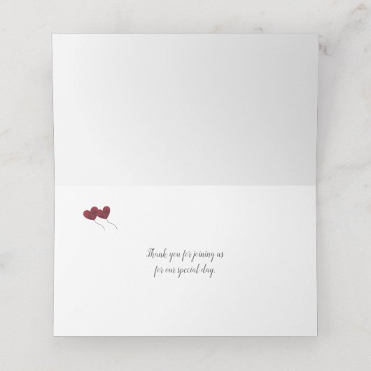 40th Ruby verjaardag rode hart ballonnen wit Plaatskaartje (Binnenkant ongevouwen)