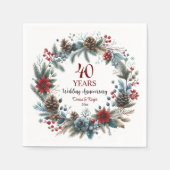 40th Ruby Wedding Anniversary Elegant Winter Servet (Voorkant)