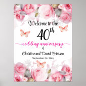40th Ruby Wedding Jubileum Blush Roos Welkom Poster (Voorkant)