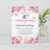 40th Ruby Wedding Jubileum Blush Rozen Kaart (Staand voorkant)
