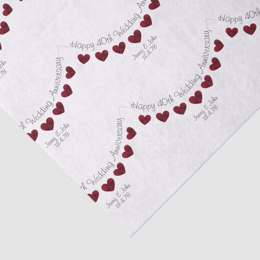 40th Ruby Wedding Jubileum gepersonaliseerd papier (Detail)