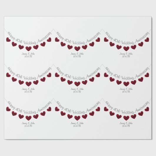 40th Ruby Wedding Jubileum gepersonaliseerd papier (Vlak)