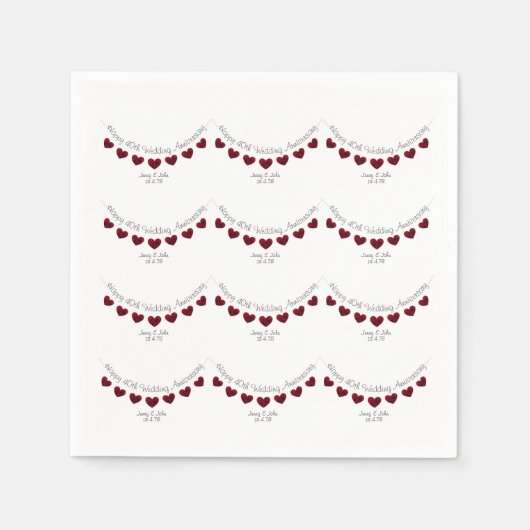 40th Ruby Wedding Jubileum gepersonaliseerde serve Servet (Voorkant)