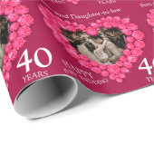 40th Ruby Wedding Jubileum rode harten foto Cadeaupapier (Rol Hoek)