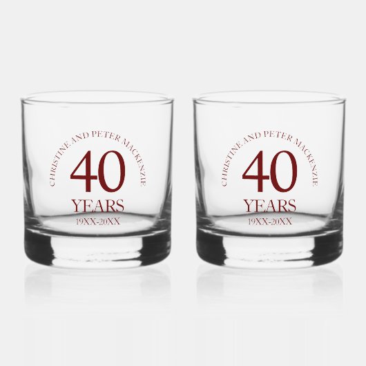 40th Ruby Wedding Jubileum Signature Script Whisky Glas (Voorkant)