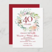 40th Ruby Wedding Jubileum Verander de Datum Aankondigingskaart (Voorkant / Achterkant)