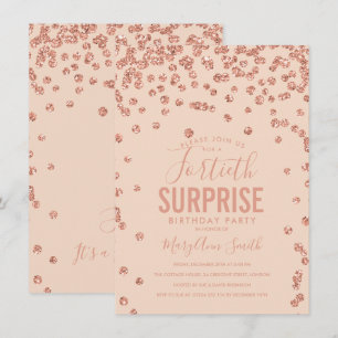 40th Surprise Birthday Roos Gold Blush Pink Kaart