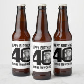 40th Verjaardag aangepaste foto naam label Bier Etiket (Flessen)